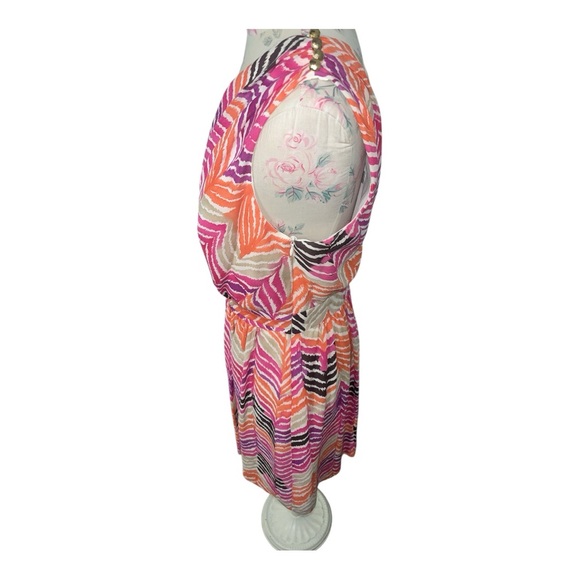 Trina Turk One Shoulder Dress - Pink, Orange, Brown 100% Silk - Picture 6 of 14